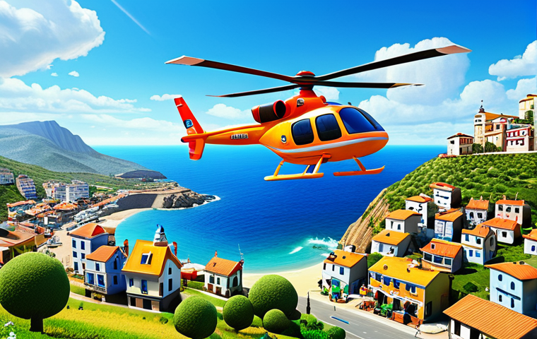 **

"Heli, the friendly rescue helicopter from Robocar Poli, flying over a sunny, cheerful town inspired by a small Spanish coastal village, fully clothed, appropriate content, safe for work, perfect anatomy, natural proportions, vibrant colors, family-friendly, professional illustration, well-formed propellers."

**
