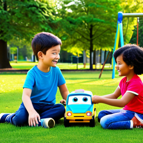 Home 29 **
"A group of diverse children, fully clothed in casual, colorful clothing, are playing together happily in a sunny park, with Robocar Poli, Amber, Roy, and Helly (as toy versions) scattered around them. The park has green grass, trees, and a playground in the background. safe for work, appropriate content, family-friendly, professional illustration, perfect anatomy, natural proportions, well-formed hands, proper finger count."
**