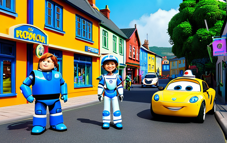 **
"A vibrant scene of Broomstown, the town where Robocar Poli and his friends live. The environment should be welcoming and bustling with activity. Robocar Poli, Roy, Amber, and Helly are visible, in appropriate attire, helping the citizens of Broomstown. Family-friendly, safe for work, fully clothed, professional illustration, perfect anatomy, correct proportions, bright colors, high detail."
**