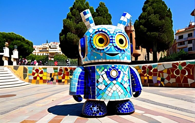 Artistic Poli**

"A Robocar Poli character customized with colorful mosaic patterns inspired by Antoni Gaudí, parked in front of Park Güell, Barcelona, Spain. The Poli is fully clothed in an imaginative, artistic design.  Perfect anatomy, correct proportions, natural pose.  Safe for work, appropriate content, family-friendly, high-quality rendering, professional."

**