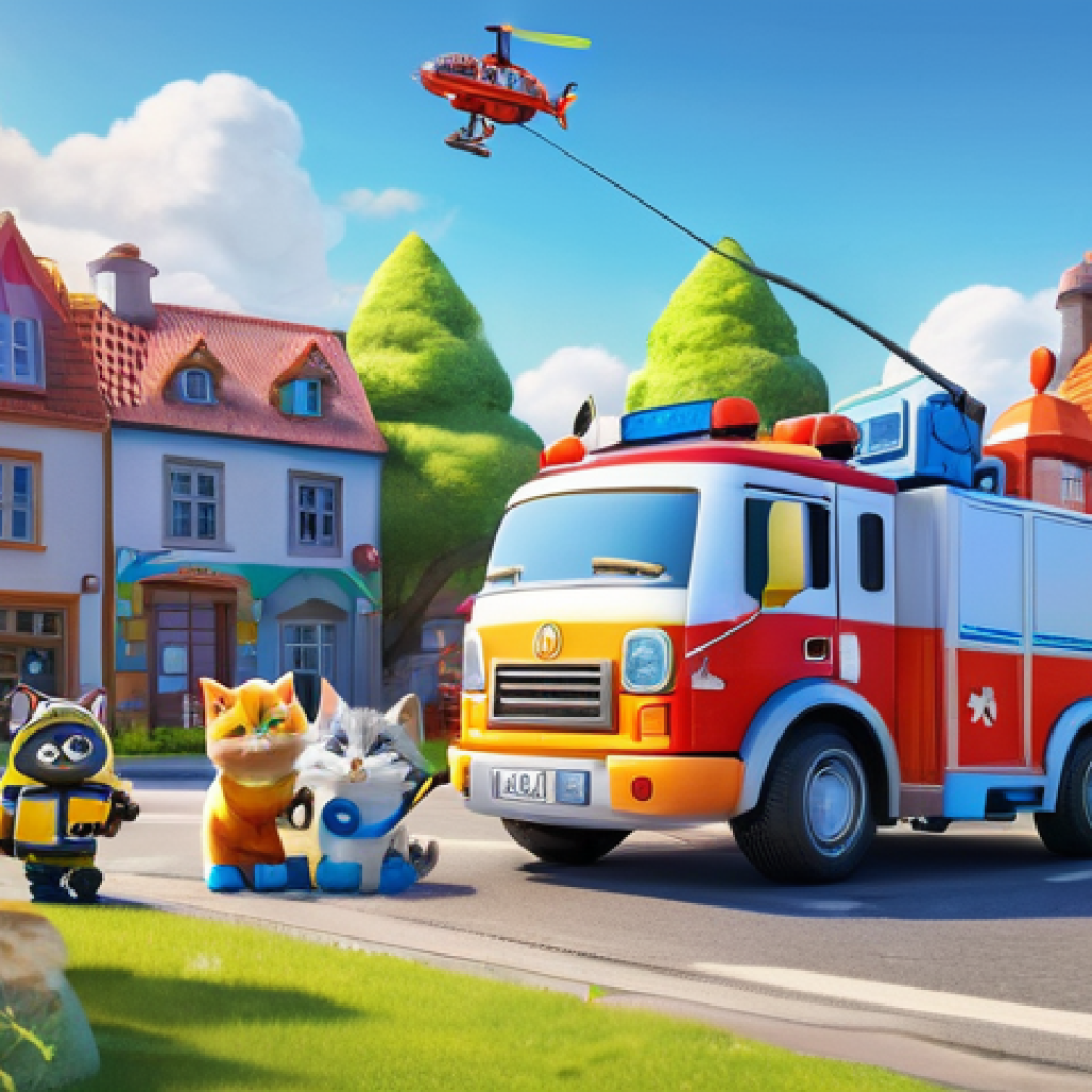 로보카폴리 유아 교육 콘텐츠 - **Image Prompt: "Friendship and Cooperation"**
    A vibrant, heartwarming scene in Brooms Town, sho...