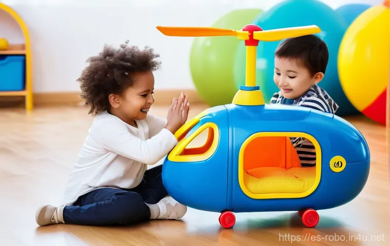 로보카폴리 헬리 장난감 - A focused and engaged 6-year-old child is kneeling on a soft, colorful rug in a dedicated play area,...
