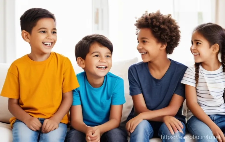 로보카폴리와 브랜드 마케팅 전략 - **Prompt:** A diverse group of 3-4 children, aged 5-10, of various ethnicities and genders, are gath...