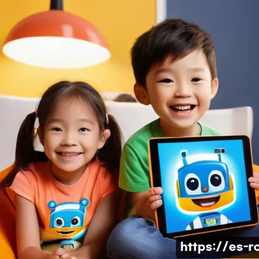 로보카폴리 미국판 더빙 - A vibrant animated scene of a diverse group of American children watching an episode of Robocar Poli...