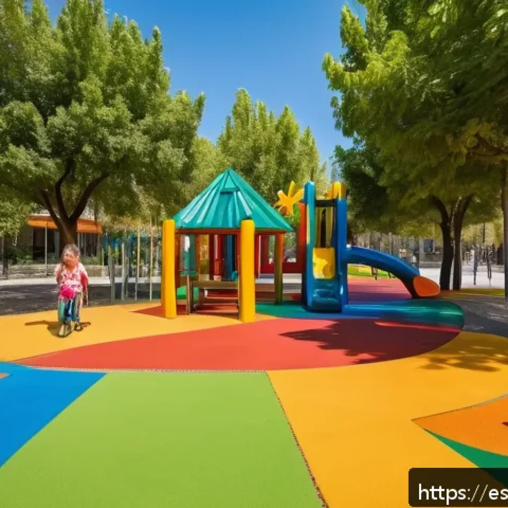 로보카폴리와 키즈카페 - A vibrant outdoor playground designed for children&rsquo;s safety and inclusion in a sunny urban park in S...