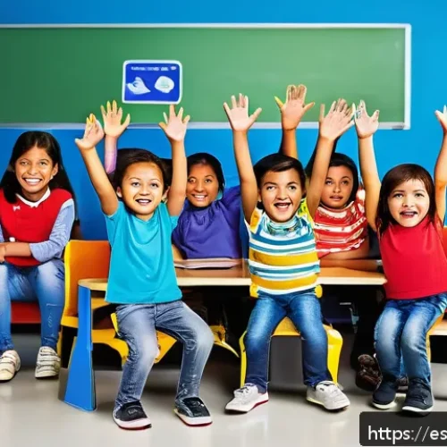로보카폴리와 협업 프로젝트 - A lively classroom scene in a Latin American school where young children wearing colorful casual clo...