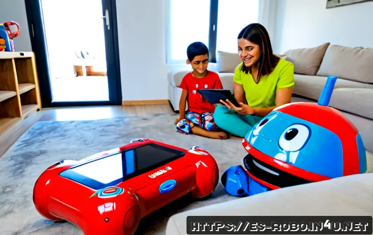 로보카폴리와 브랜드 협력 - Photorealistic Spanish family living room, a cheerful preschool child wearing pajamas and sitting be...